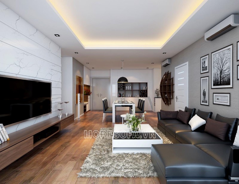 Ghế sofa góc da màu đen